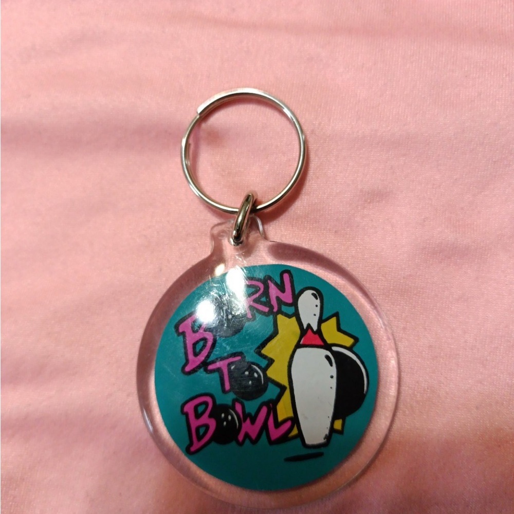 Vintage born to bowl key chain by Paula